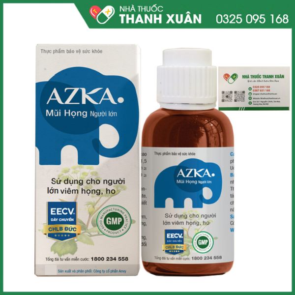 AZKA Mũi họng người lớn - Hỗ trợ giảm ho, giảm đờm, giúp giảm đau rát họng